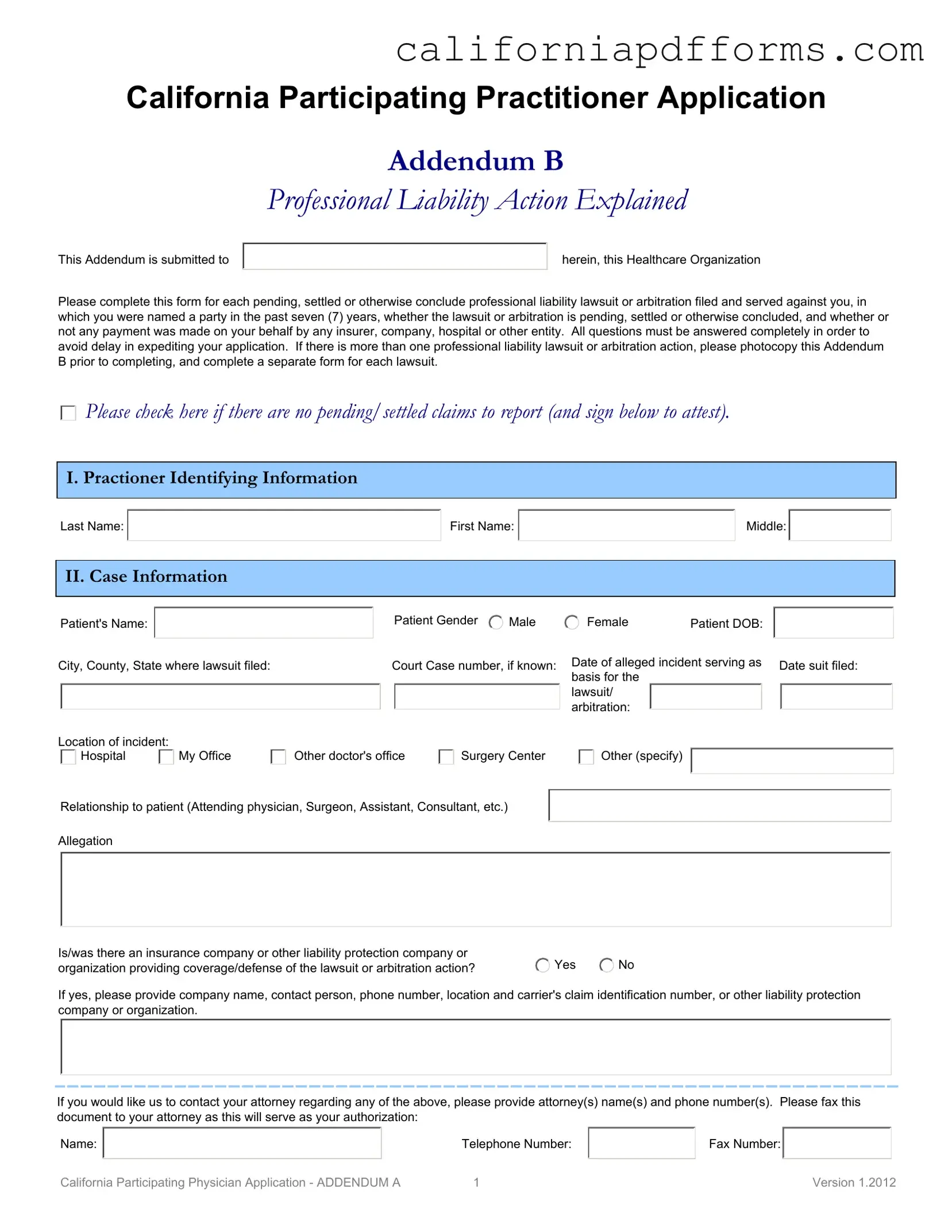 Download California Participating Practitioner Form