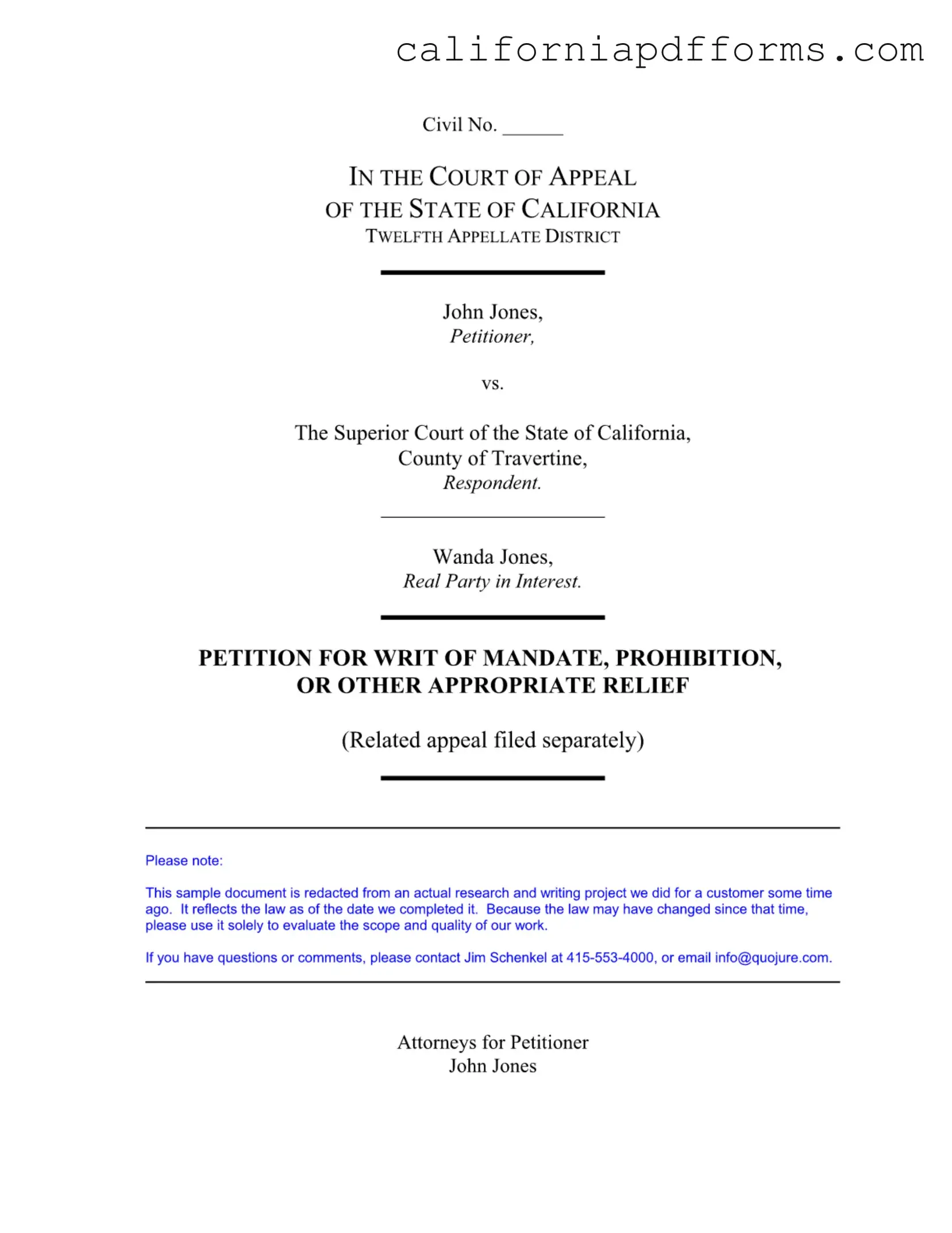 Download California Petition Mandate Form