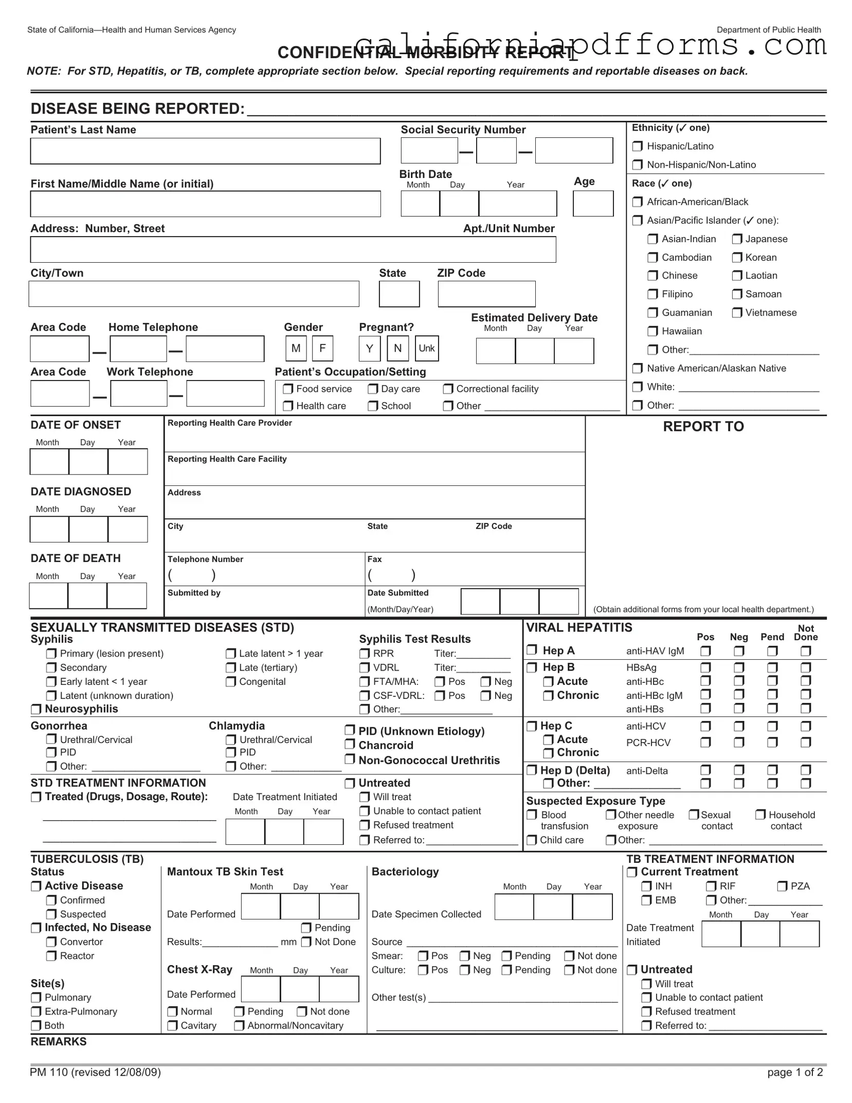 Download California Pm110 Form