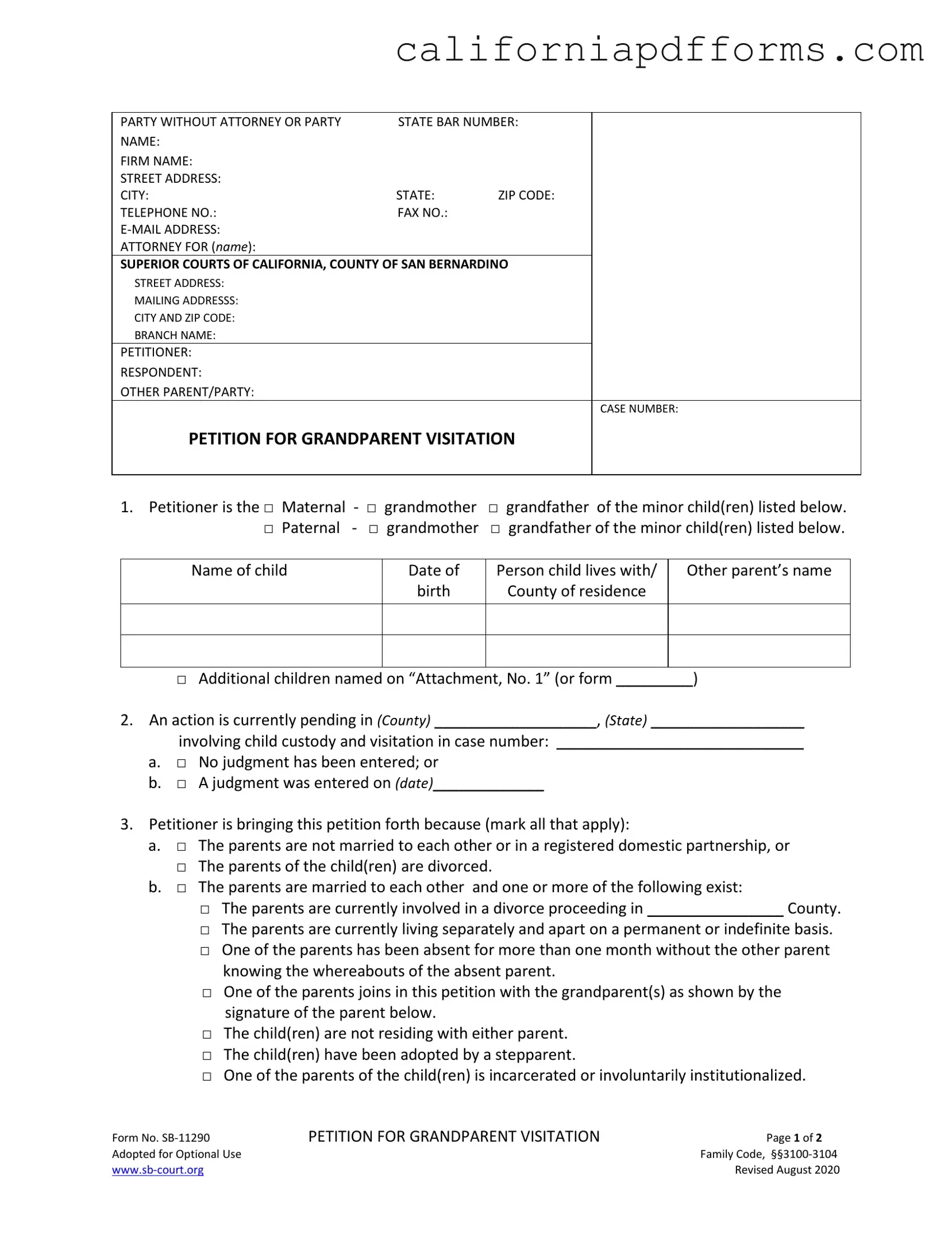Download California Sb 11290 Form