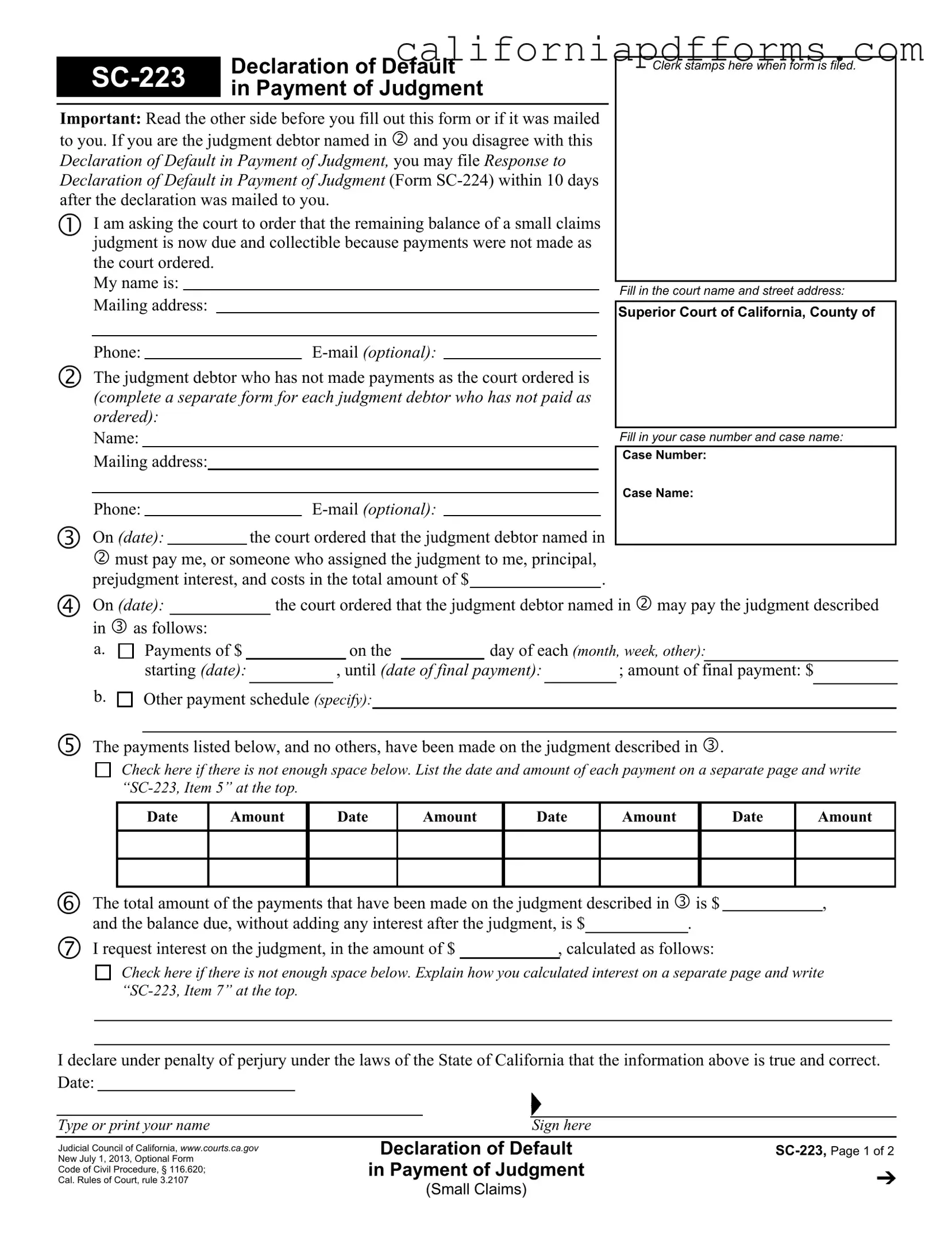 Download California Sc 223 Form