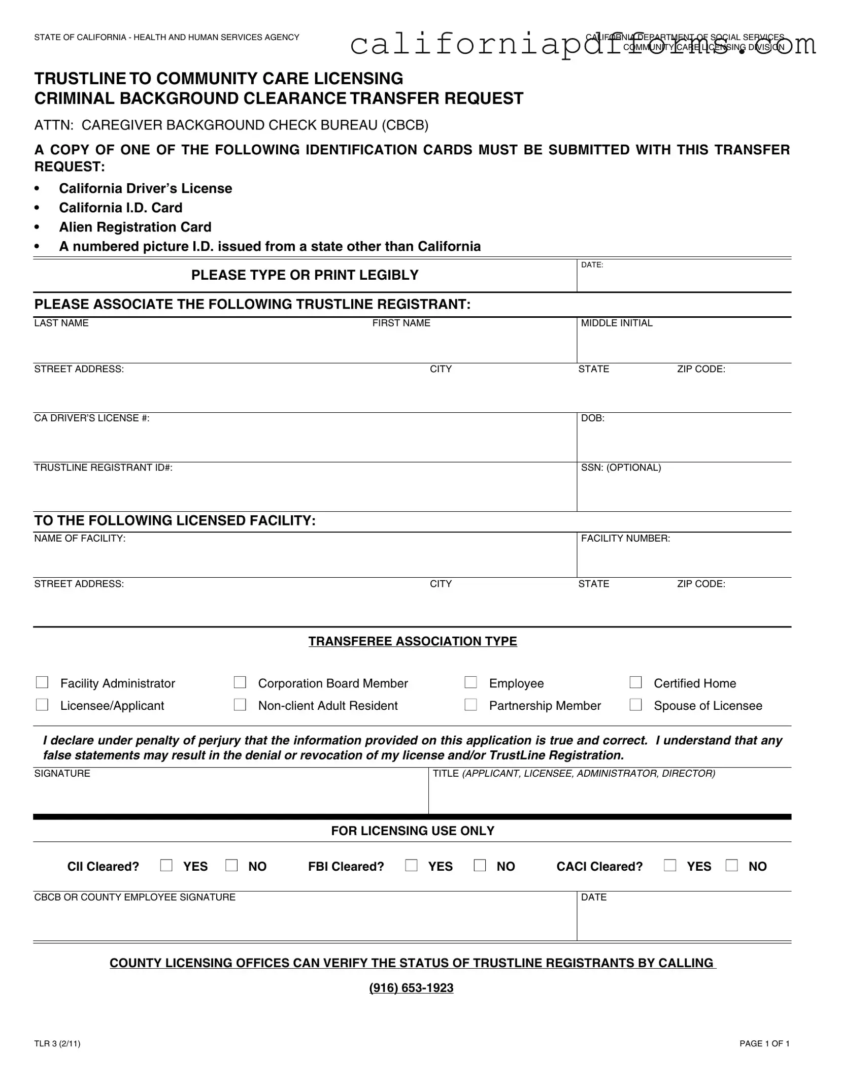 Download California Tlr 3 Form