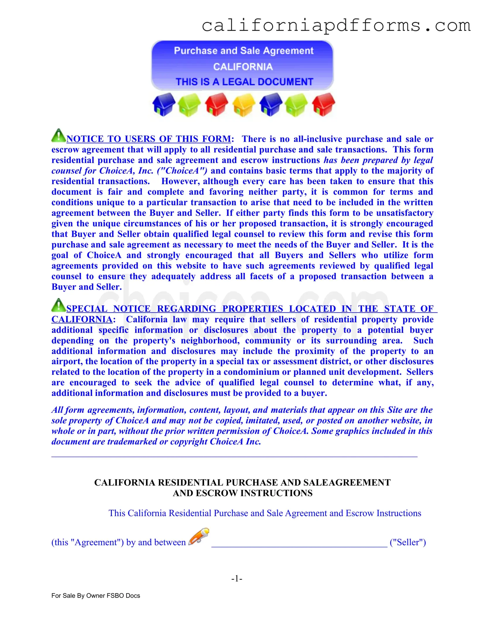 Download Sale Agreement California Form