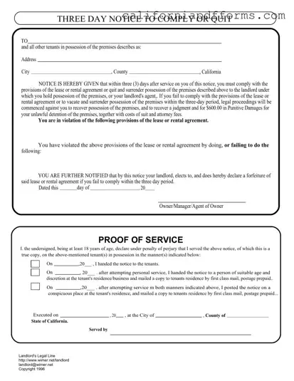 Download 3 Day Quit Notice California Form