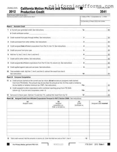 Download California 3541 Form