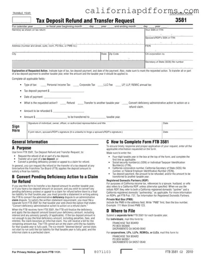 Download California 3581 Form