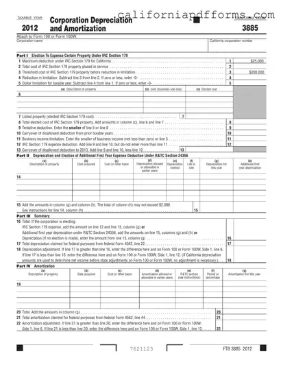 Download California 3885 Form