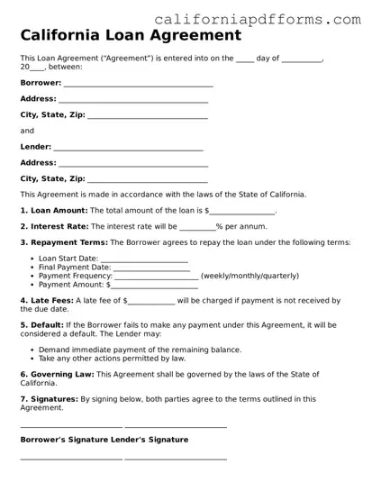 Official Loan Agreement Template for the State of California