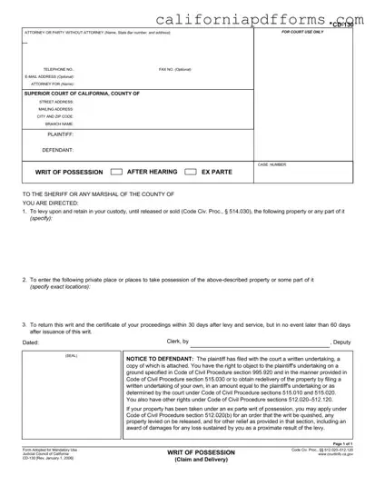 Download California Cd 130 Form