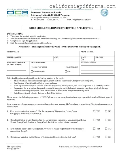 Download California Dca Gsr 1 Form