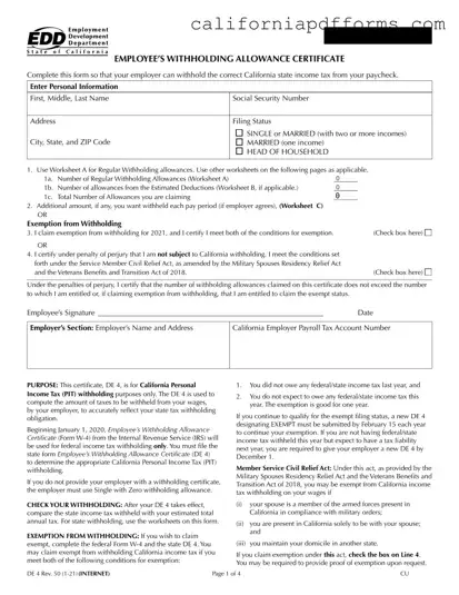 Download California De 4 Form