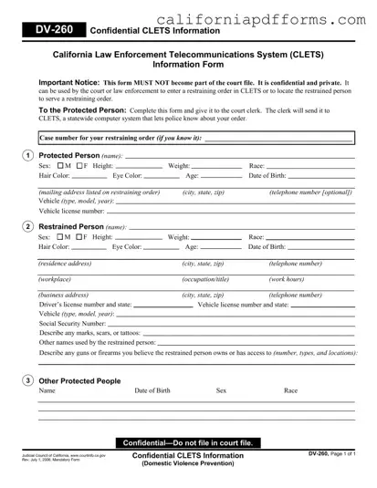 Download California Dv 260 Form