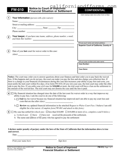 Download California Fw 010 Form