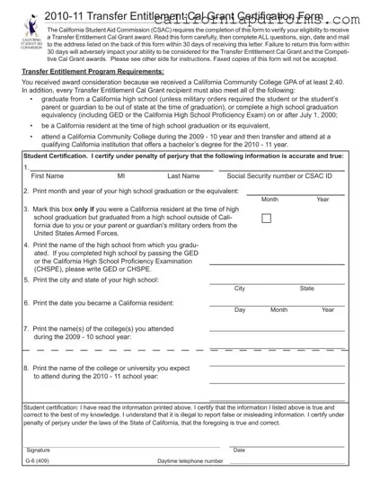 Download California G 6 Form