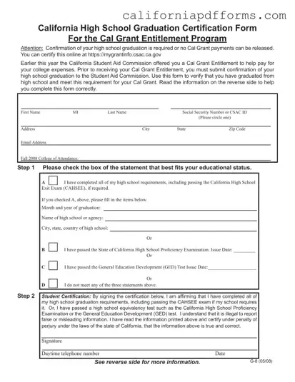 Download California G 8 Form