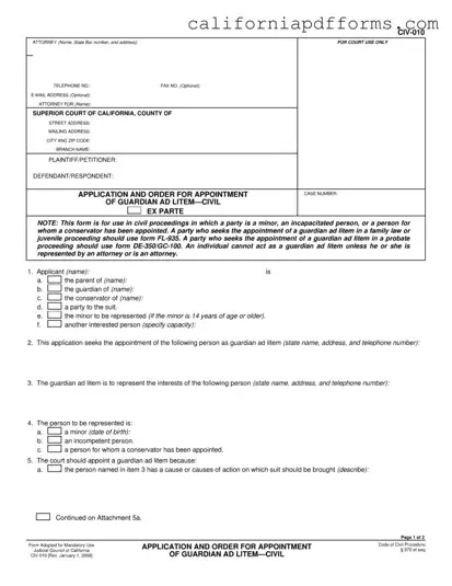 Download California Guardian Litem Form