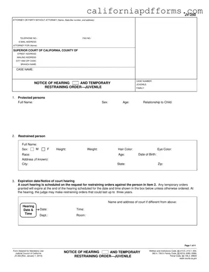 Download California Jv 250 Form