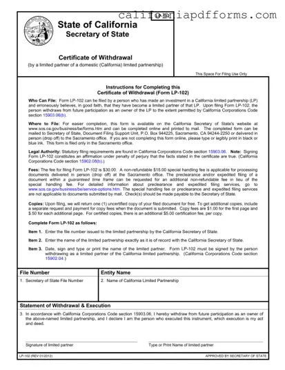 Download California Lp 102 Form