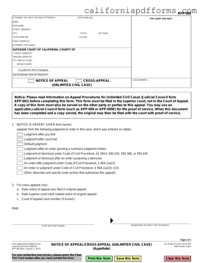 Download California Notice App 002 Form