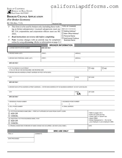 Download California Re 204 Form