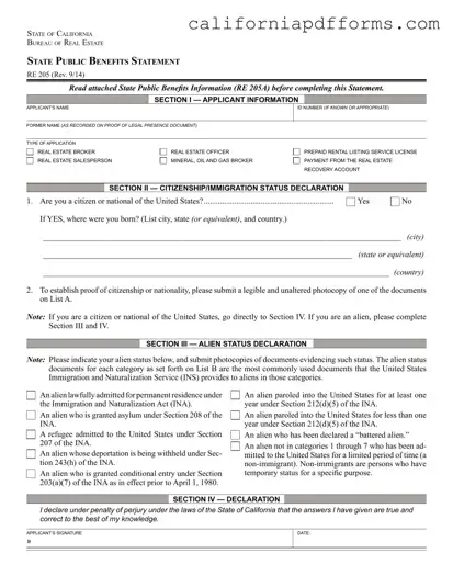 Download California Re 205 Form