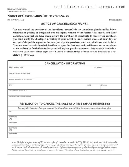 Download California Re 615 Form